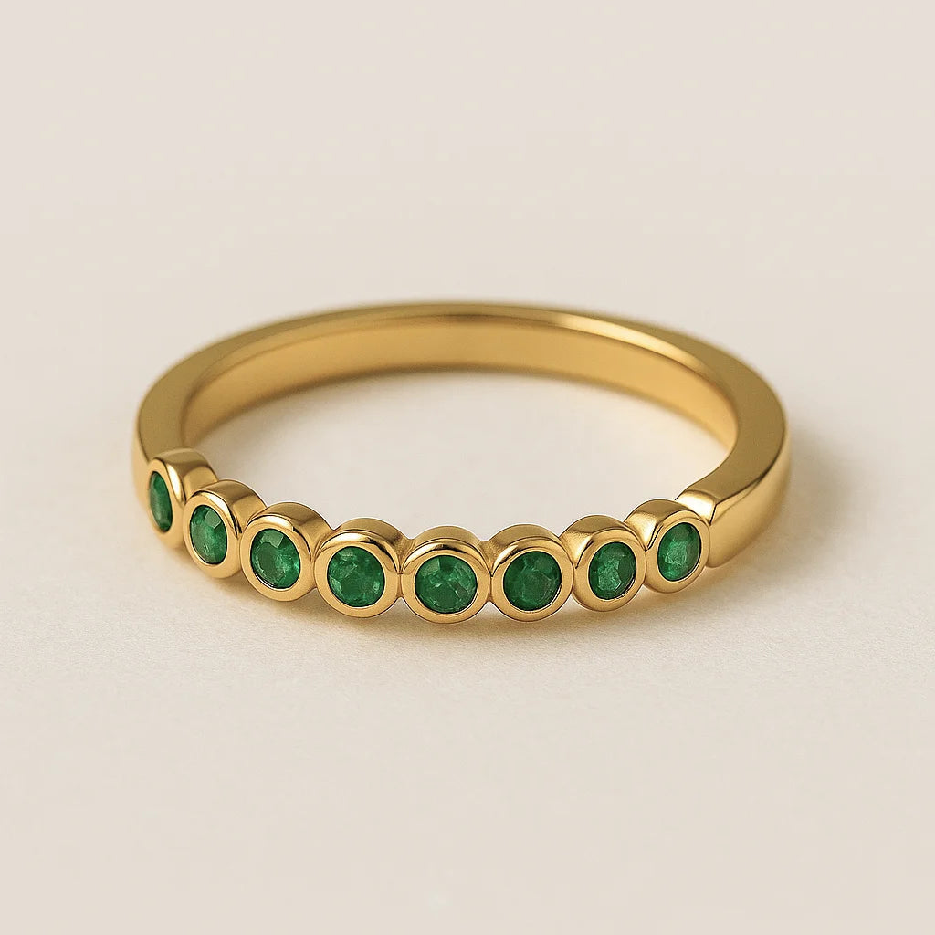 Anillo Lineal Cristal Verde - Delgado