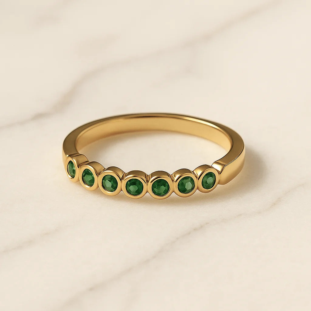 Anillo Lineal Cristal Verde - Delgado