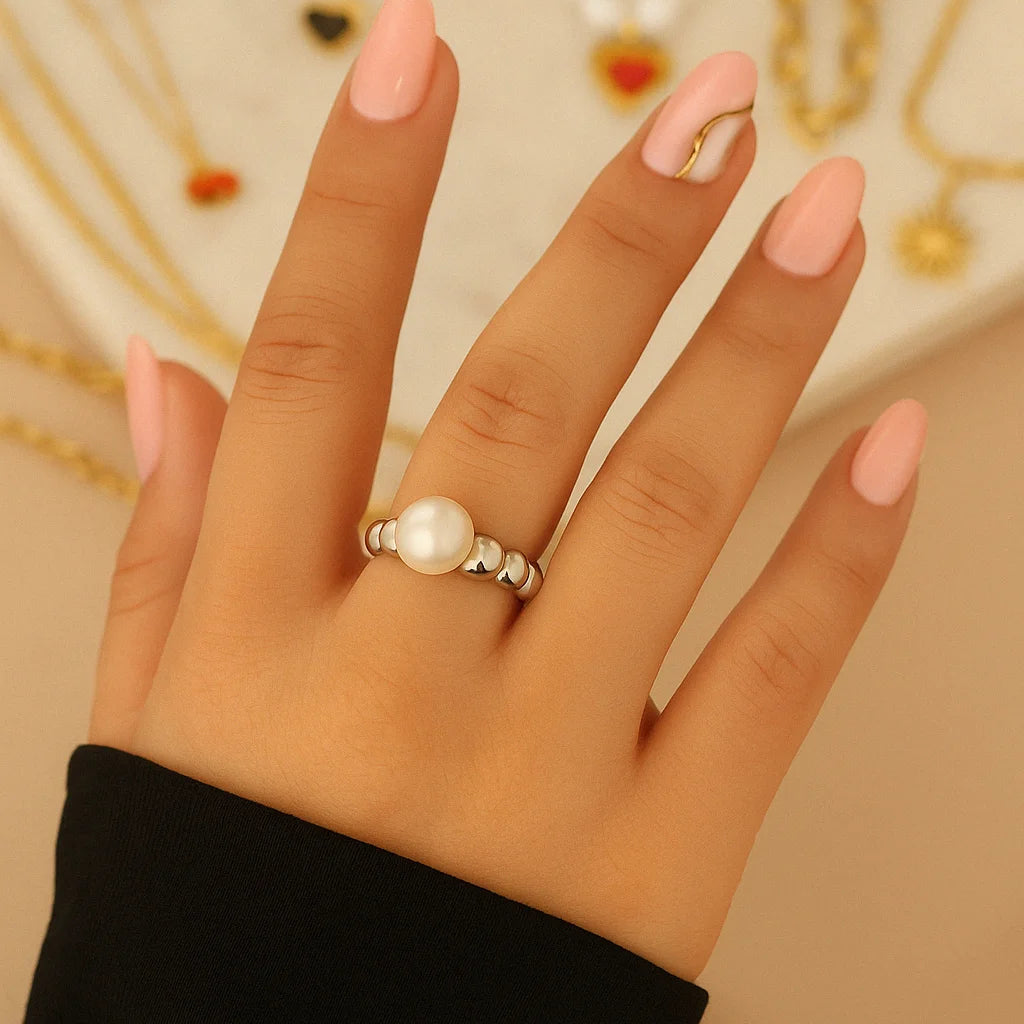 Anillo Trenzado con Perla