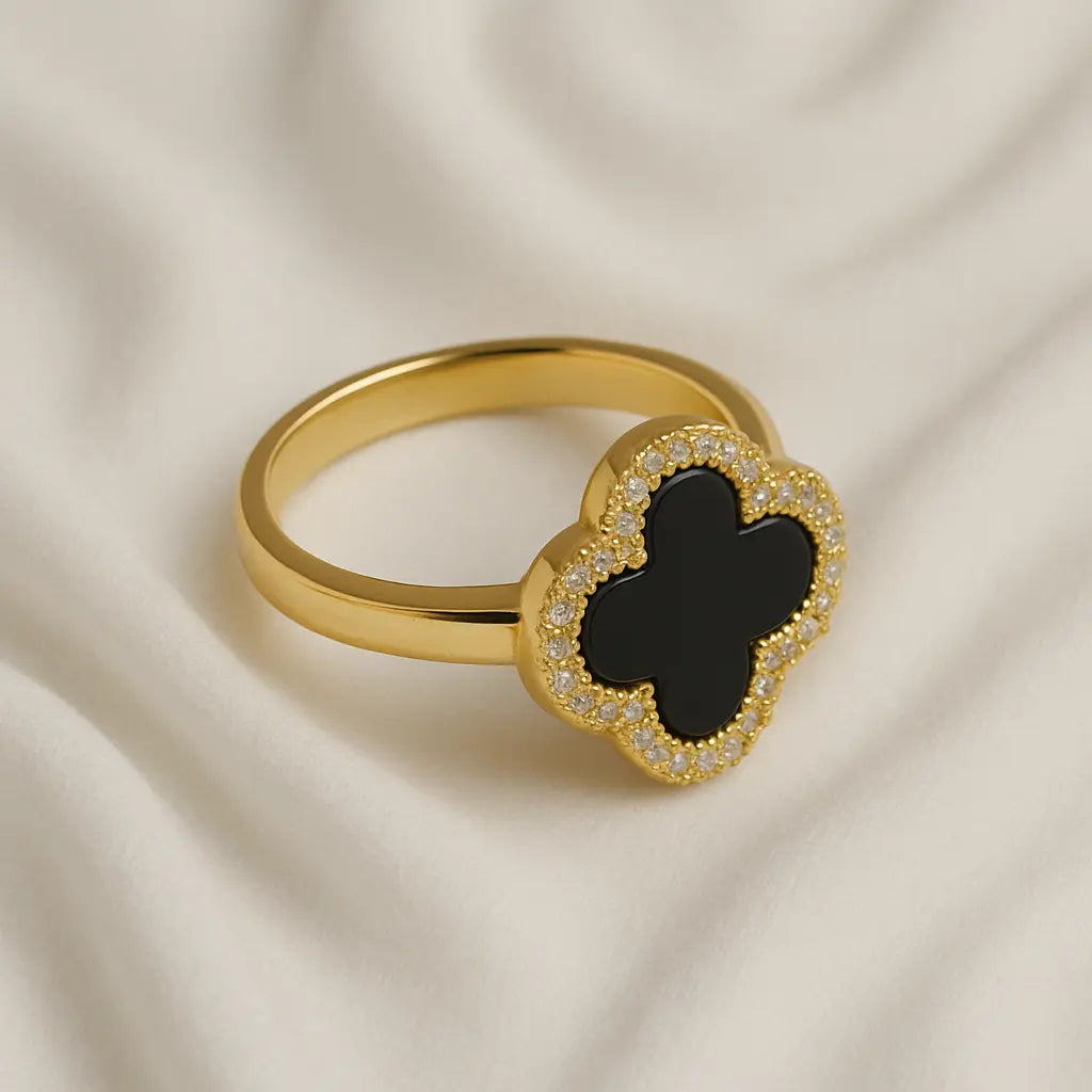 Anillo Giratorio Trebol Dorado