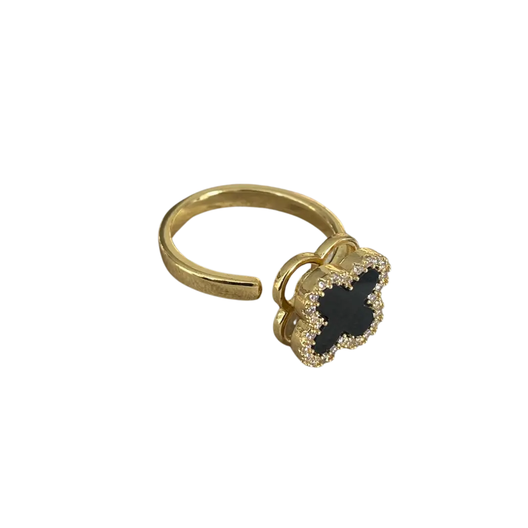Anillo Giratorio Trebol Dorado