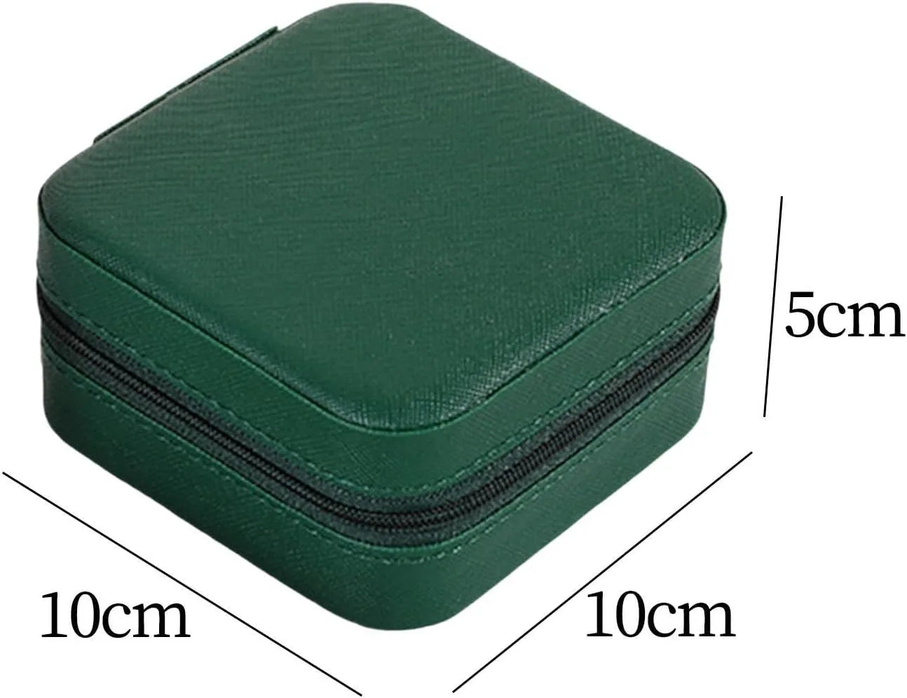 Joyero verde de viaje con las medidas