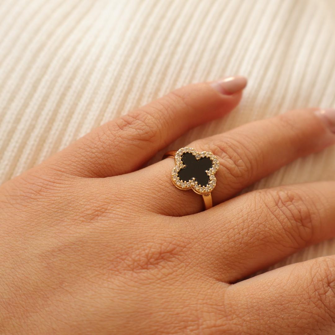 Anillo Giratorio Trebol Dorado