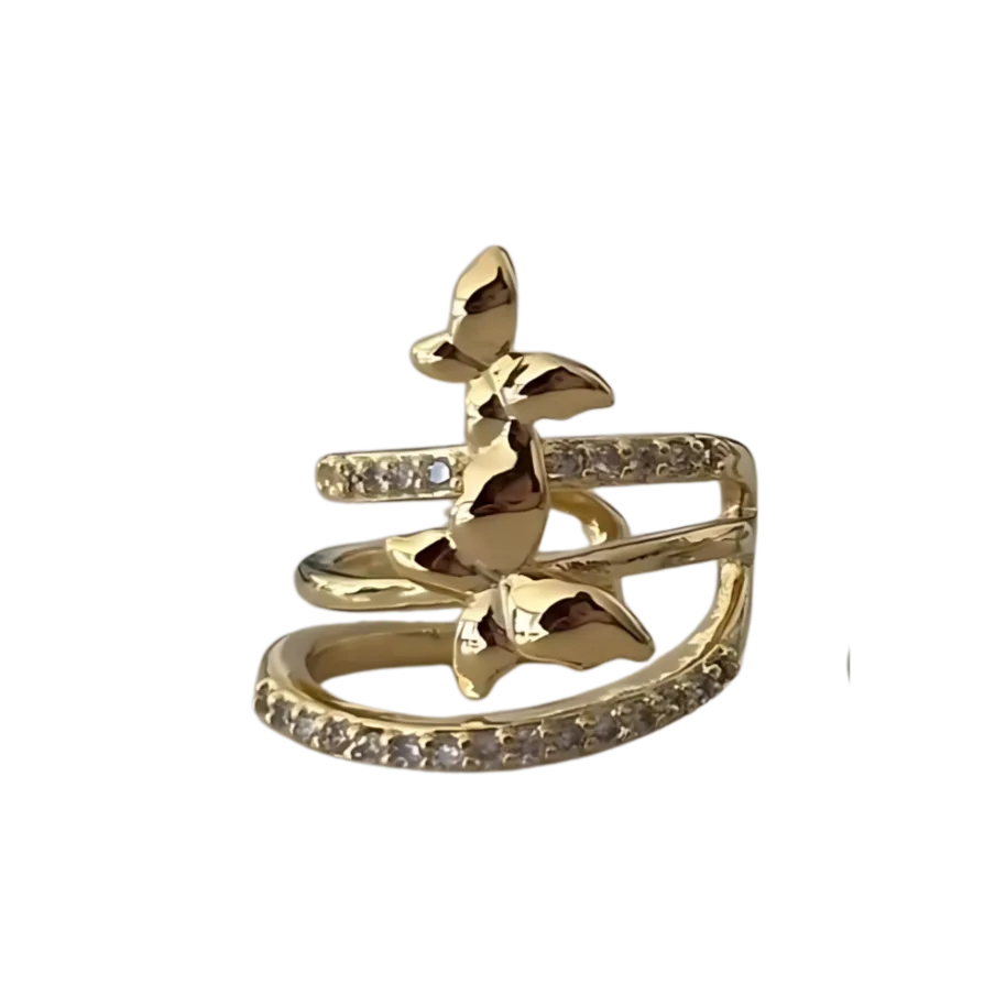 Ear cuff con alas de mariposa y acabado brillante ajustable