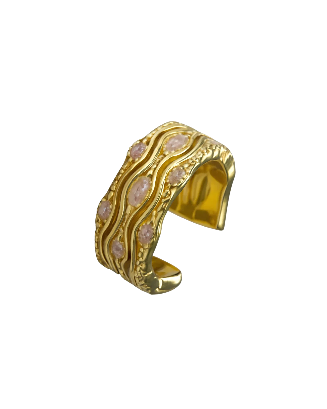 Vista lateral del ear cuff con baño de oro 24K