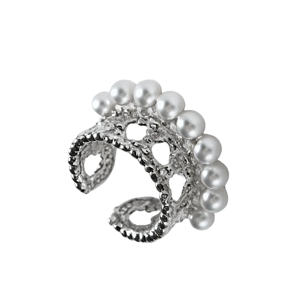 Ear cuff pequeño con cristales y perlas. Accesorios mujer