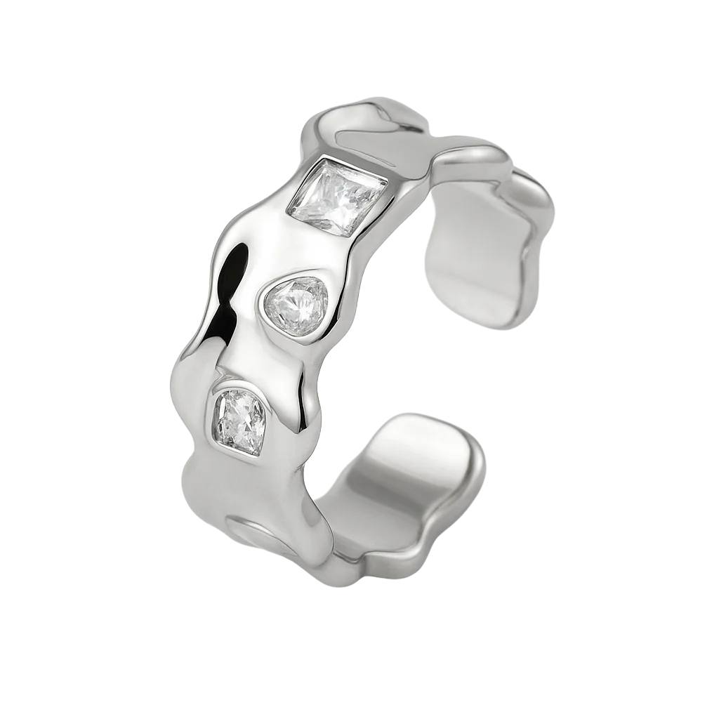 Anillo Plateado Piedras