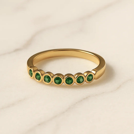 Anillo Lineal Cristal Verde - Delgado