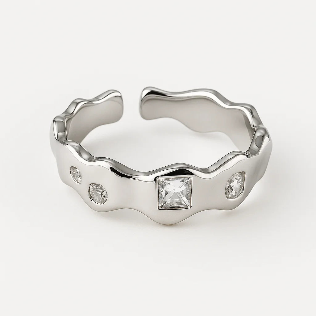 Anillo Plateado Piedras