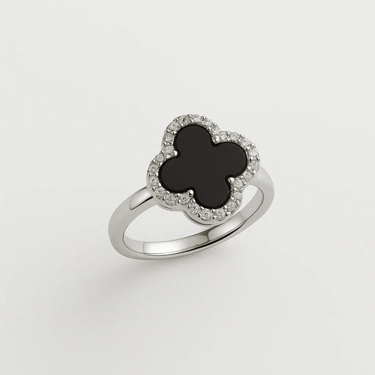 Anillo Giratorio Trebol Plateado