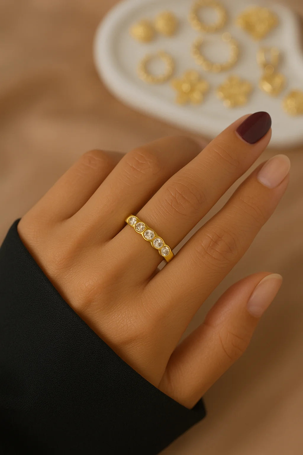 Anillo Lineal Cristal Blanco - Delgado