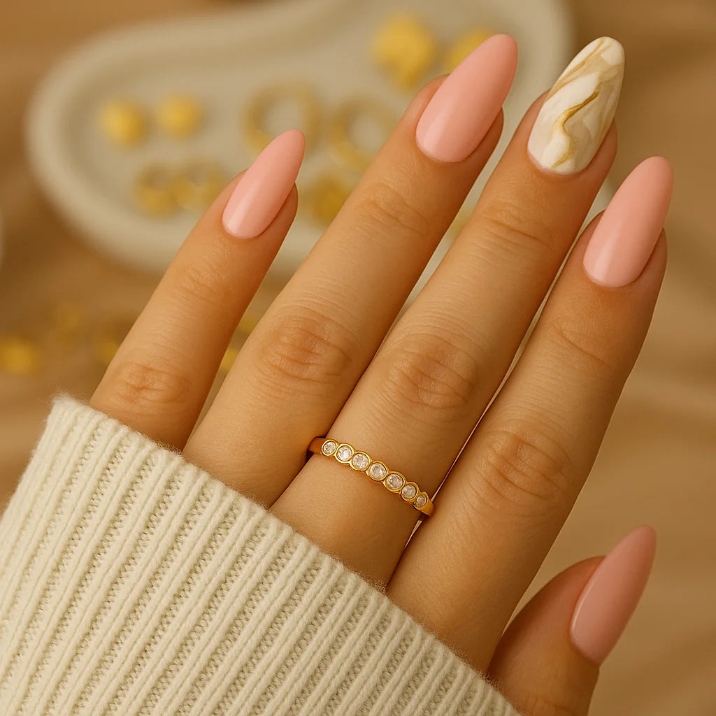 Anillo Lineal Cristal Blanco - Delgado