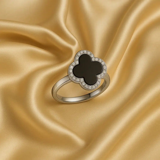 Anillo Giratorio Trebol Plateado