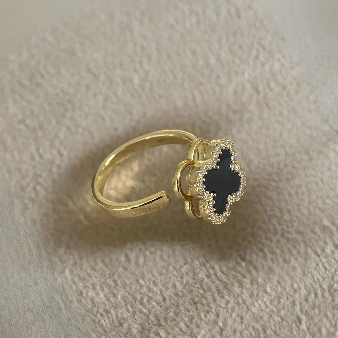 Anillo Giratorio Trebol Dorado