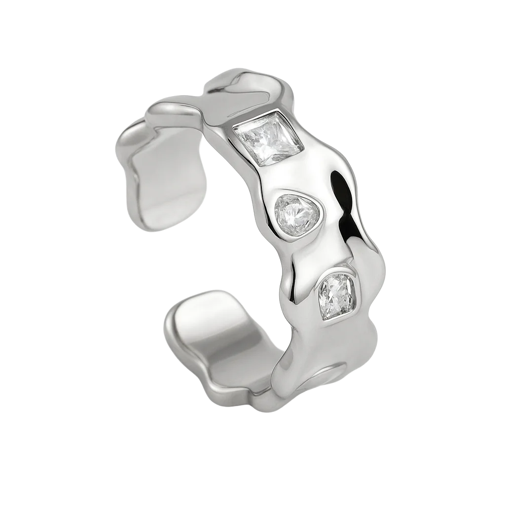 Anillo Plateado Piedras