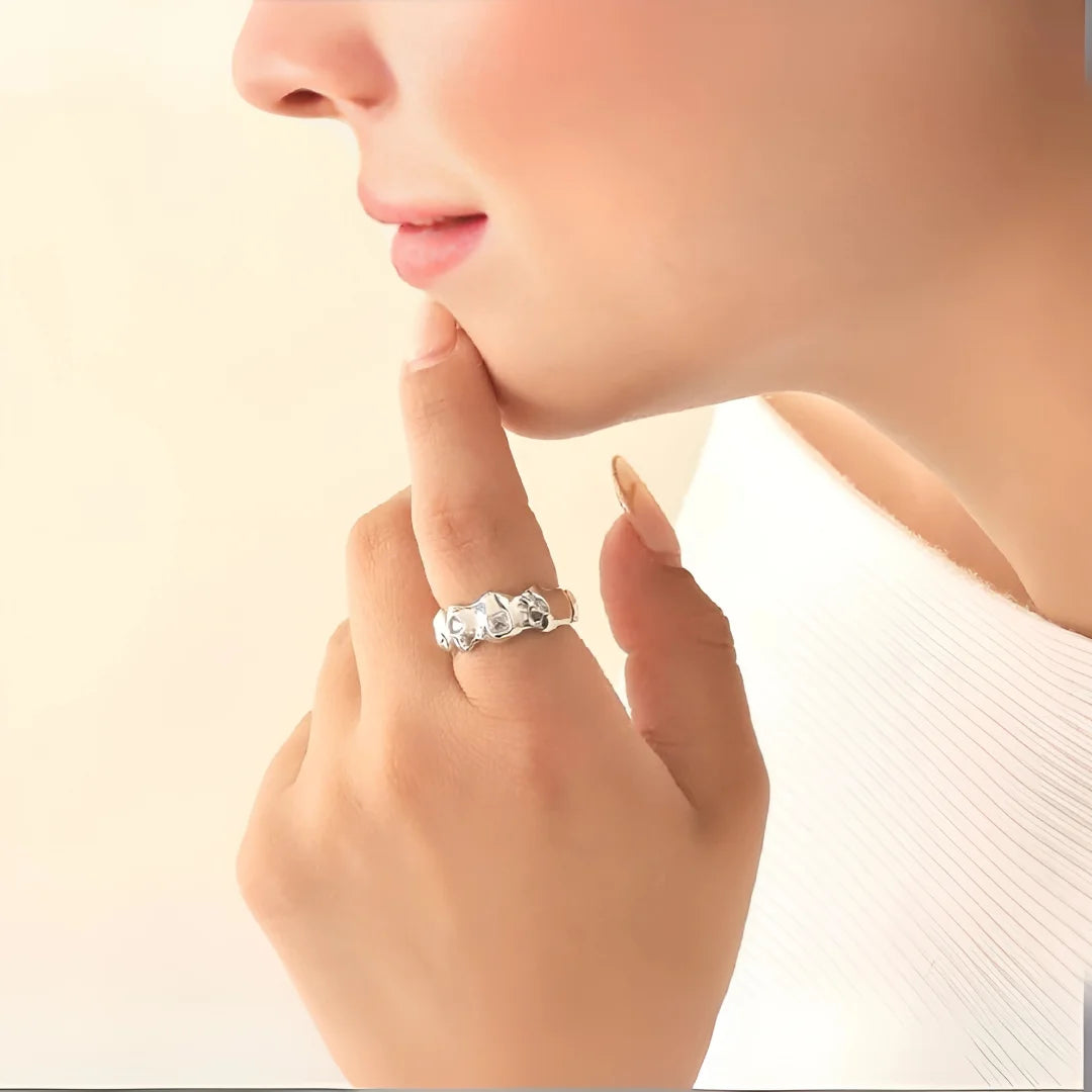 Anillo Plateado Piedras