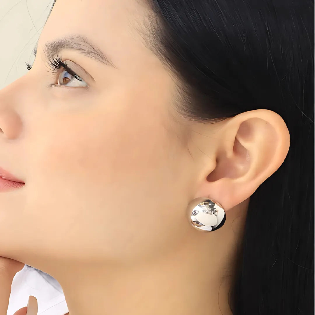 Aretes Topos Sun diseño redondo brillante