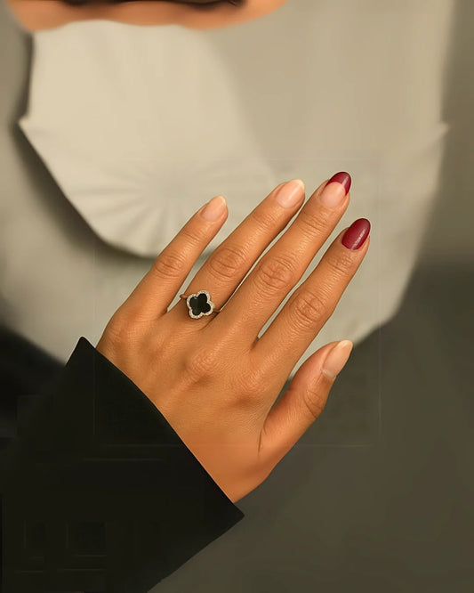 Anillo Giratorio Trebol Plateado