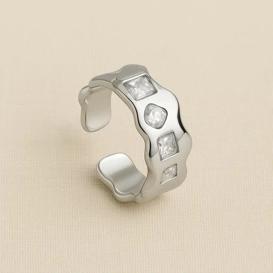 Anillo Plateado Piedras
