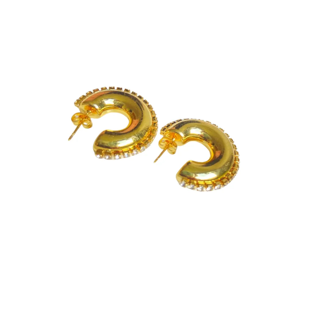 Accesorios elegantes tipo candonga con brillo y carácter importado

