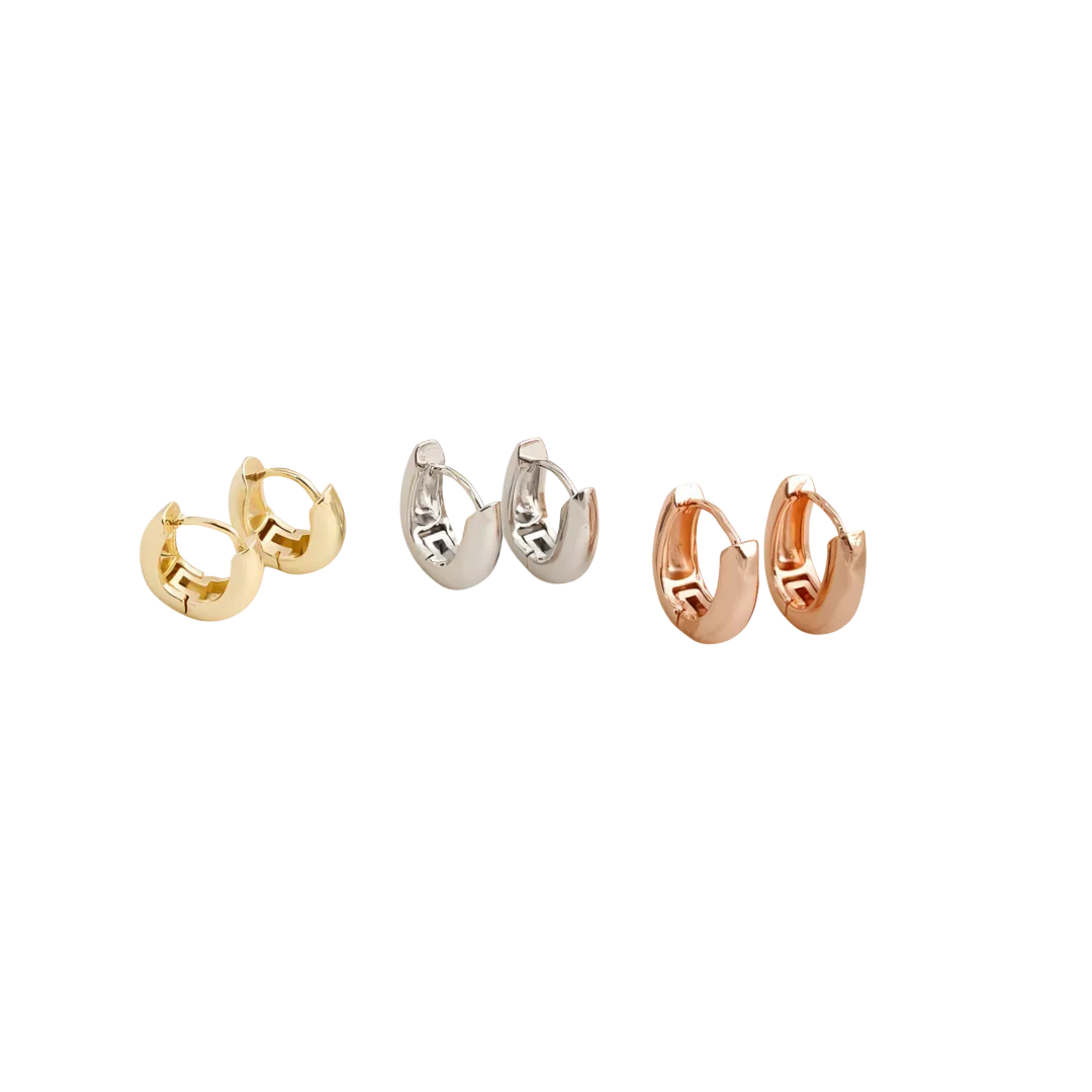 Aretes Huggies Verso, estilo clásico tipo huggie, accesorios para mujer para uso diario.