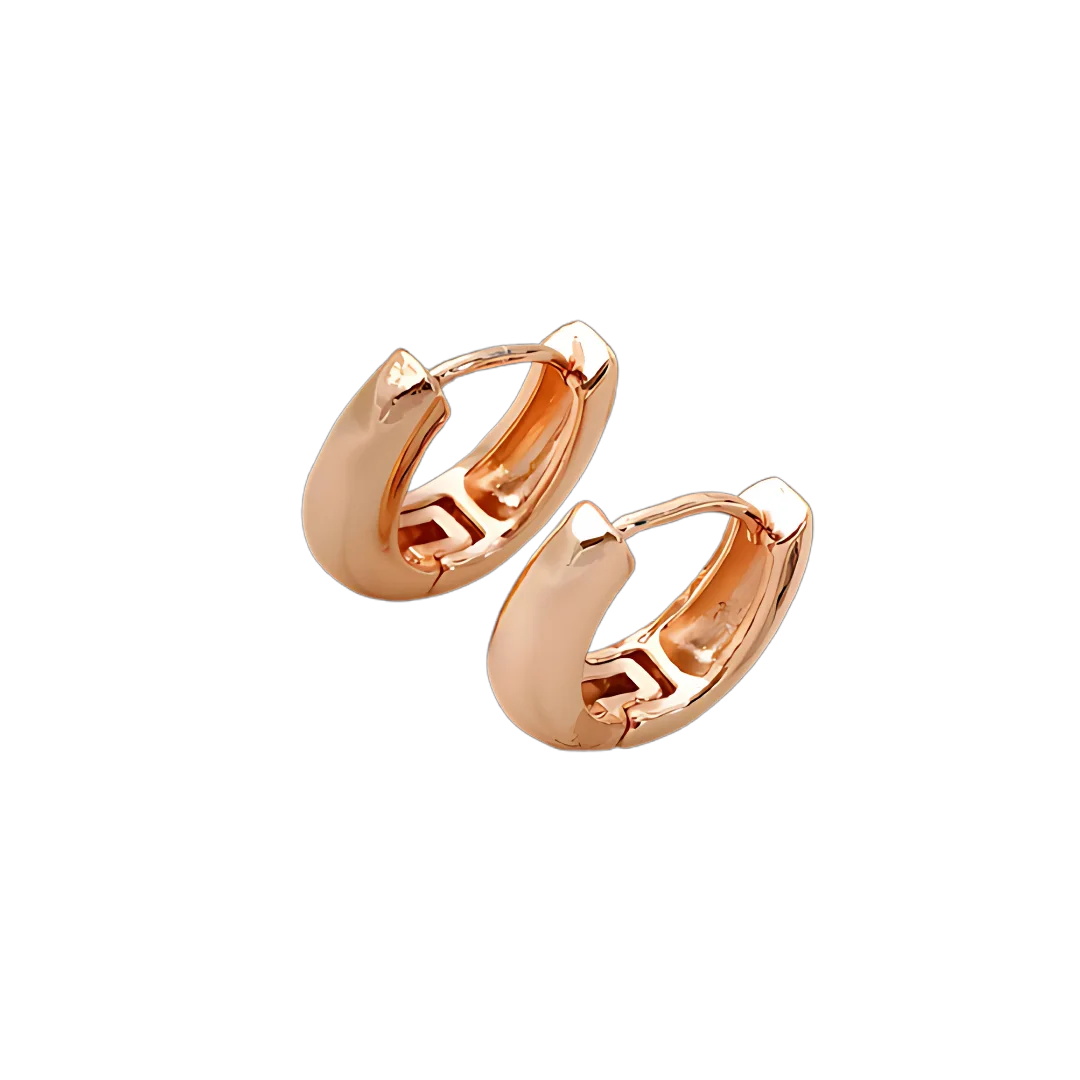 Aretes Huggies Verso en oro rosa, combinación de brillo y delicadeza, accesorios para mujer.