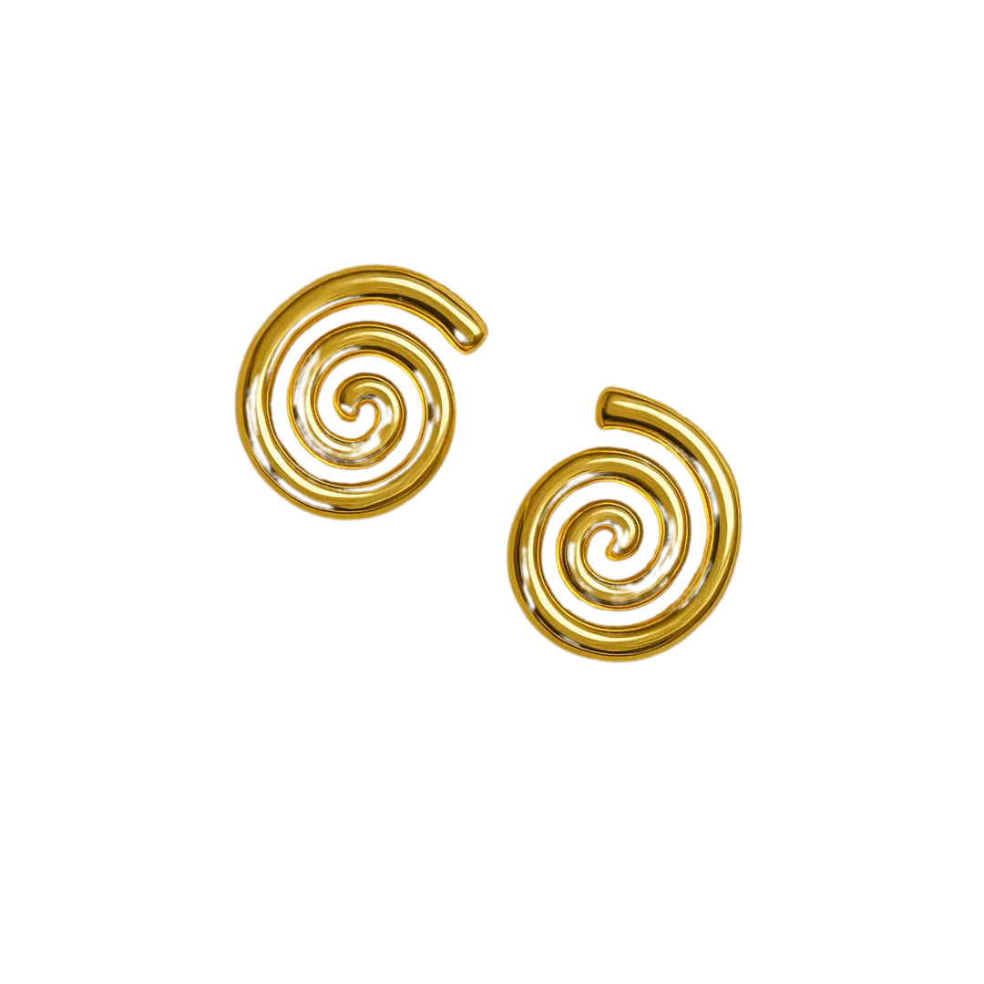 Accesorios únicos dorados con diseño colombiano y forma espiral

